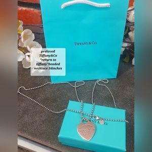 tiff&co beaded necklace with return to Tiffany heart tag